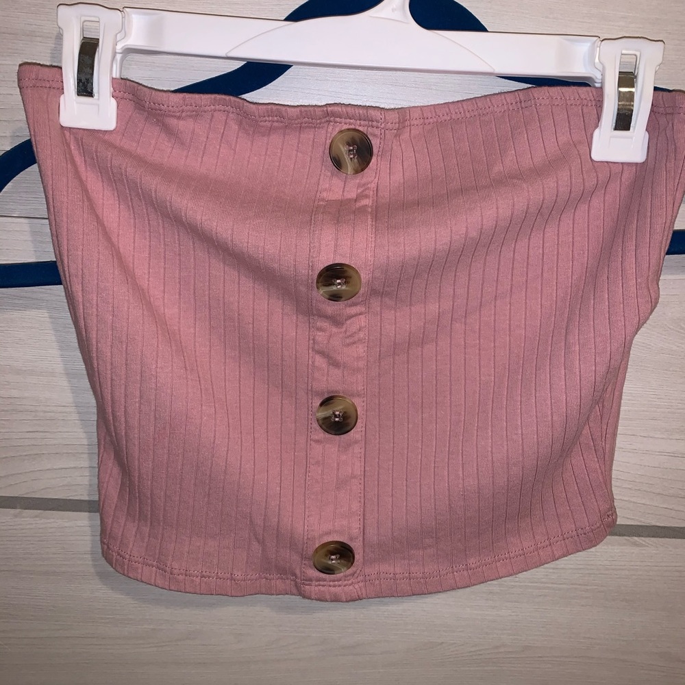 Pink Ribbed Tube Top - Picture 2 of 3